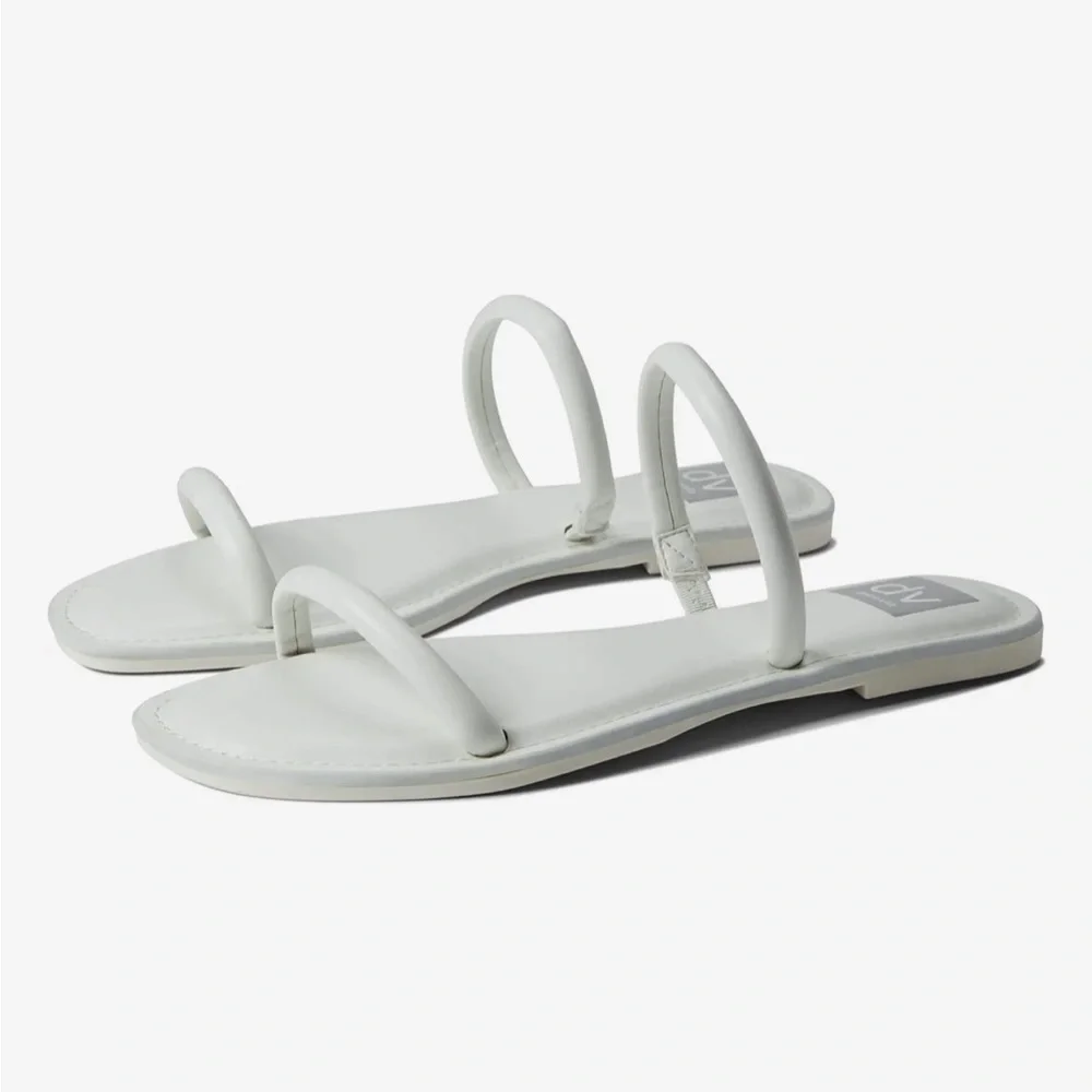 Dolce Vita White Minimalist Double-Strap Flat Sandals